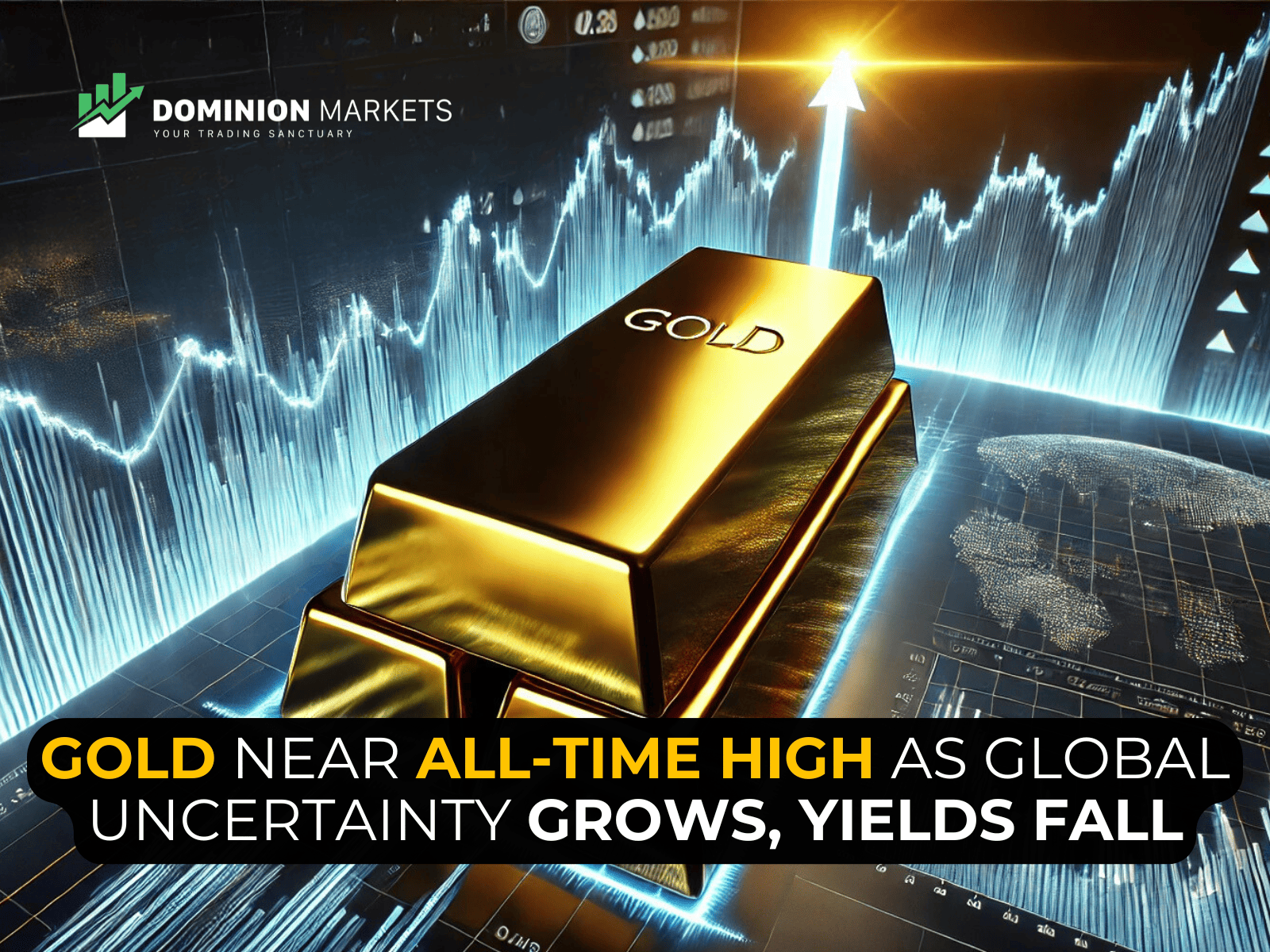 Gold Near All-time High as Global Uncertainty Grows, Yields Fall