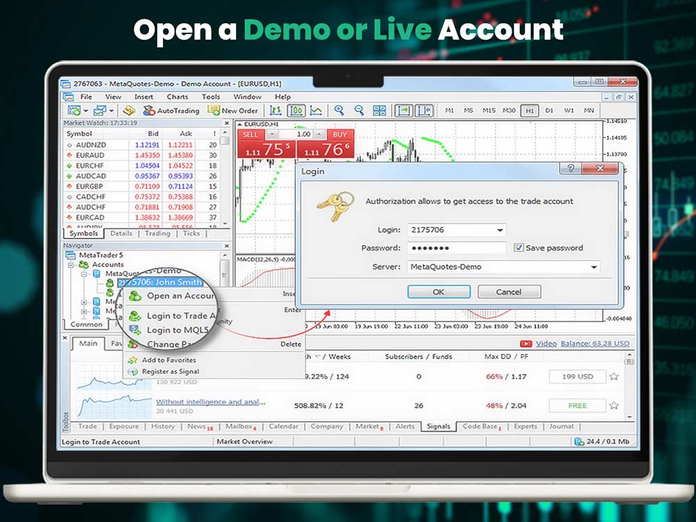 Open a Demo or Live Account