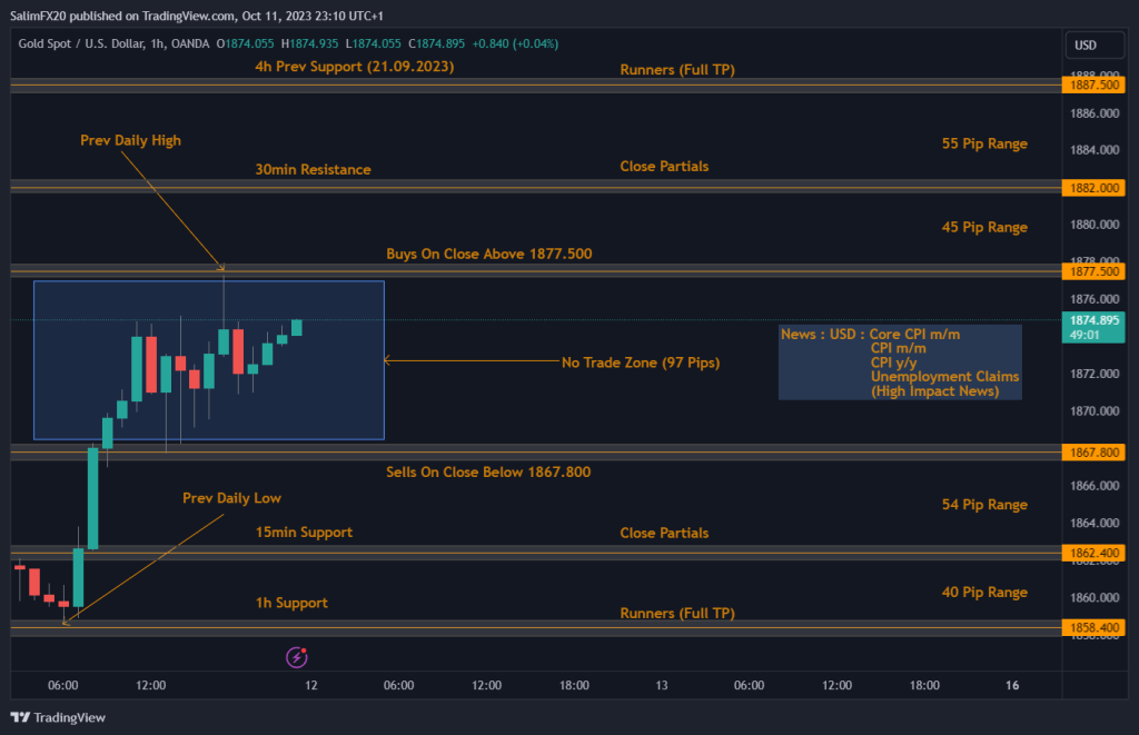 XAUUSD Technical Analysis 12.10.2023 1h chart