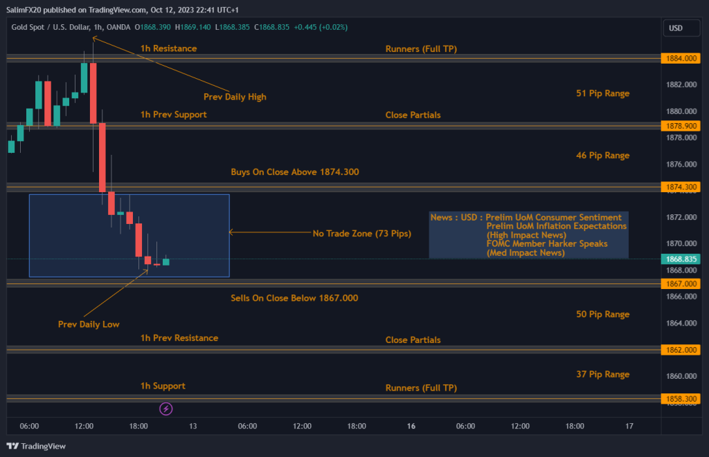 XAUUSD Technical Analysis 13.10.2023 1h chart