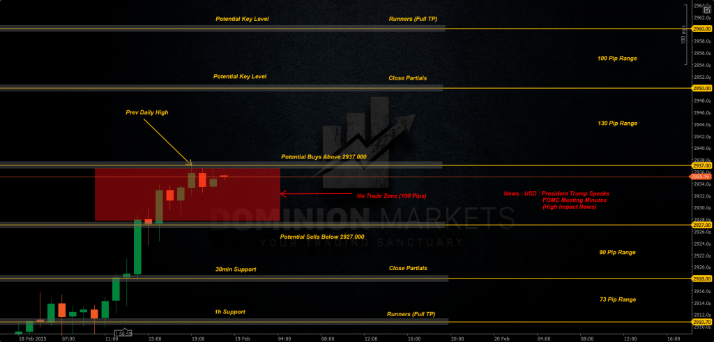 XAUUSD Technical Analysis 19th February 2025 1h chart