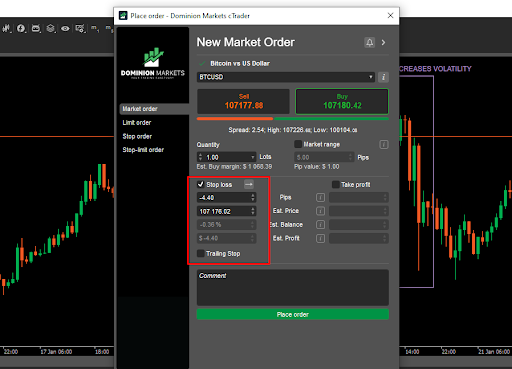 Stop loss, trailing stop loss