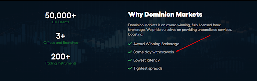 Dominion Options withdrawals